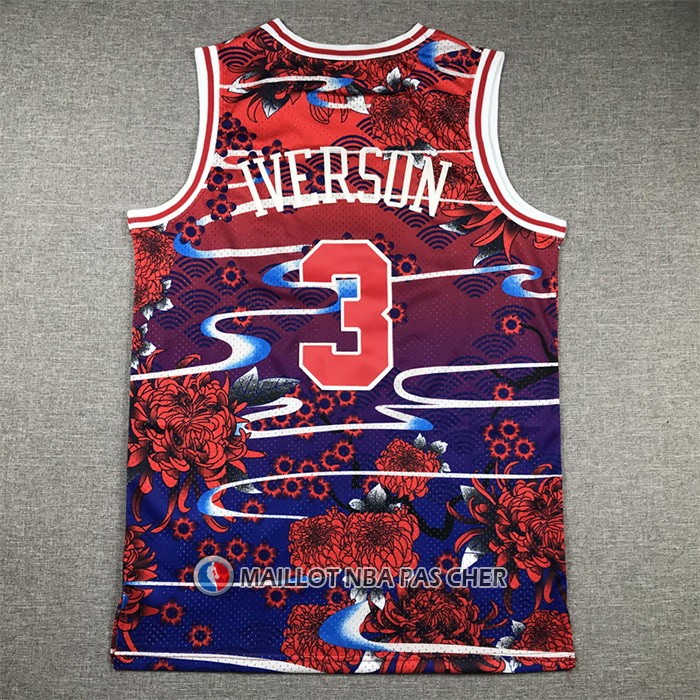 Maillot Philadelphia 76ers Allen Iverson NO 3 Mitchell & Ness Lunar New Year Rouge